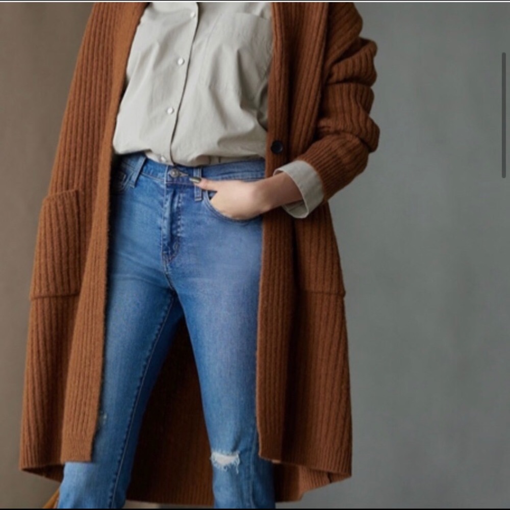 Uniqlo Wool Ribbed Knitted Coat Cardigan Sweater